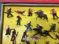Vintage Ultra RARE Cowboys & Indians die cast metal play set by Crescent Toys