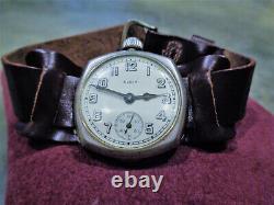 Vintage Ultra Rare 1919 Elgin Grade 463 WWI Officers Trench Watch Cordovan Band