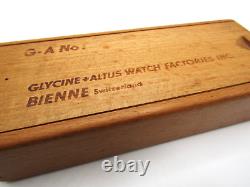 Vintage Ultra Rare 1960's Glycine + Atlas Wood Presentation Case Box for Airman