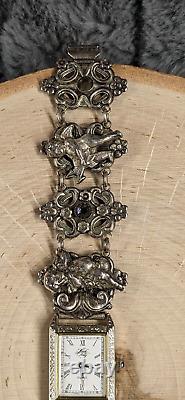 Vintage Ultra Rare Kirks Folly Angel Cupid Cherub Band With Rhinestones Watch