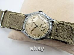 Vintage Ultra Rare WWII Record Sport Military Cal 107 Watch Swiss Brevet Repair