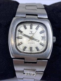 Vintage Yema Watch Automatic Square 1960's Ultra Rare 37 MM Gents France Made