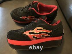 Volatile Vintage ULTRA RARE RED Y2K Flame Platform Shoes Size 7 Goth Punk Grunge