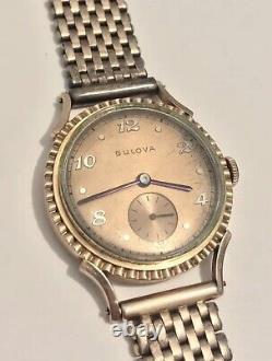 Vtg 1946 Bulova TREASURER Mechanical Men's Watch 14K Gold Filled ultra-thin Rare