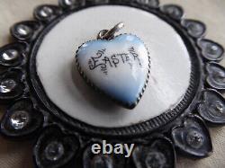 Vtg Sterling Charm ULTRA RARE Porcelain Puffy Heart EASTER Initials A L