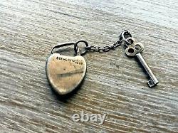 Vtg Ultra Rare North Wind Padlock Clasp W Key Sterling Silver Puffy Heart Charm