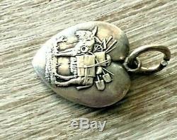 Vtg Ultra Rare Victorian Farm Pack Mule Donkey Sterling Silver Puffy Heart Charm