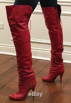 WILD PAIR Ultra Rare 80s Vintage Leather Thigh High Over The Knee Crotch Boots