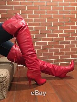 WILD PAIR Ultra Rare 80s Vintage Leather Thigh High Over The Knee Crotch Boots