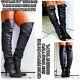 Wild Pair Ultra Rare 30 Vintage 80s Blk Leather Thigh High Over The Knee Boots