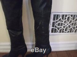 Wild Pair Ultra Rare Vintage 34 Leather Thigh High Over The Knee Crotch Boots