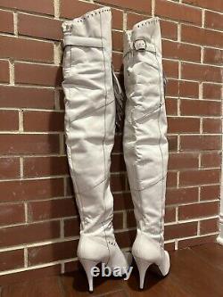 Wild Pair Ultra Rare Vintage White Leather Over The Knee Thigh High Boots