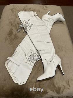 Wild Pair Ultra Rare Vintage White Leather Over The Knee Thigh High Boots